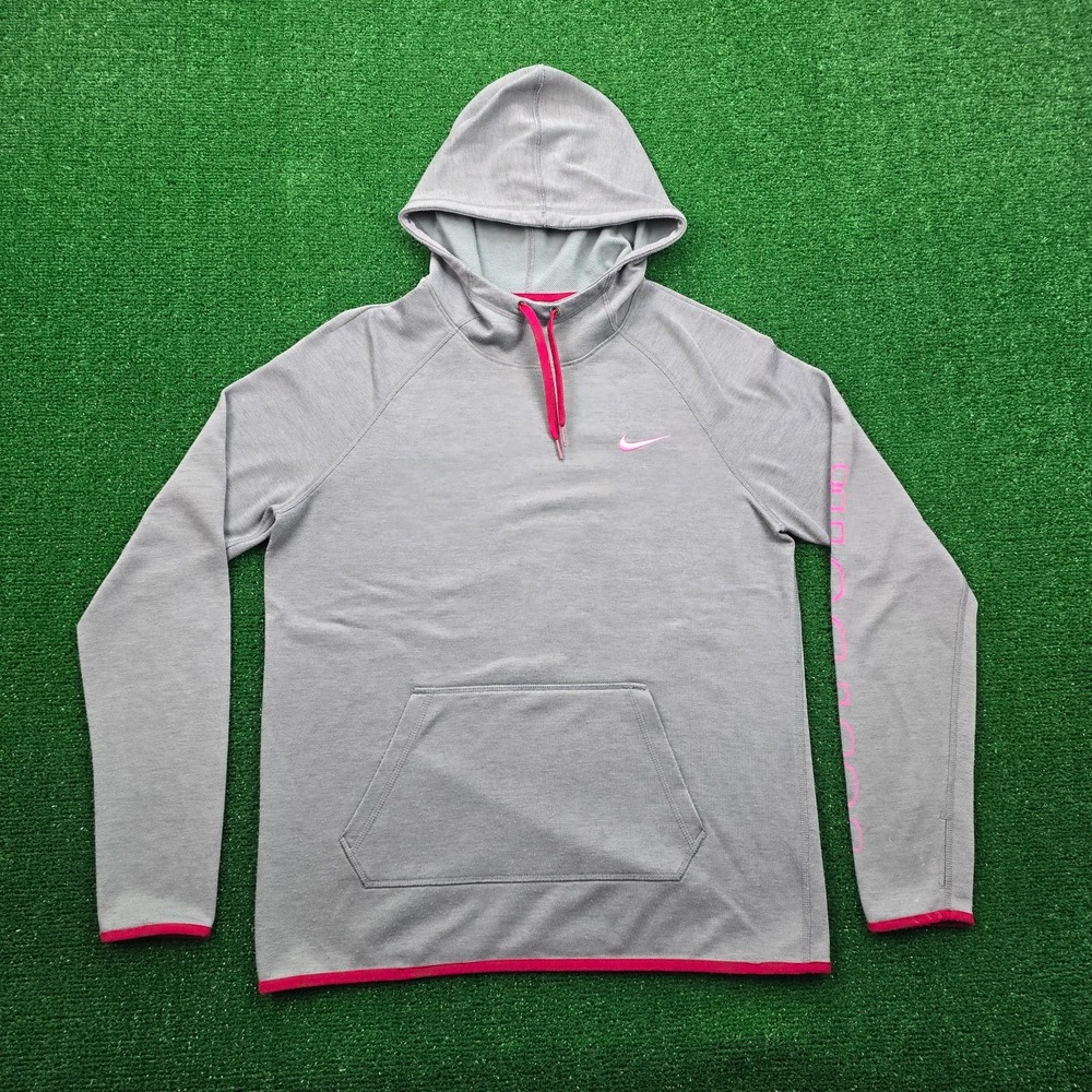 Nike Hoodie Womens Medium Gray Therma Dri-Fit Fleece Sweatshirt‎ Casual Pullover